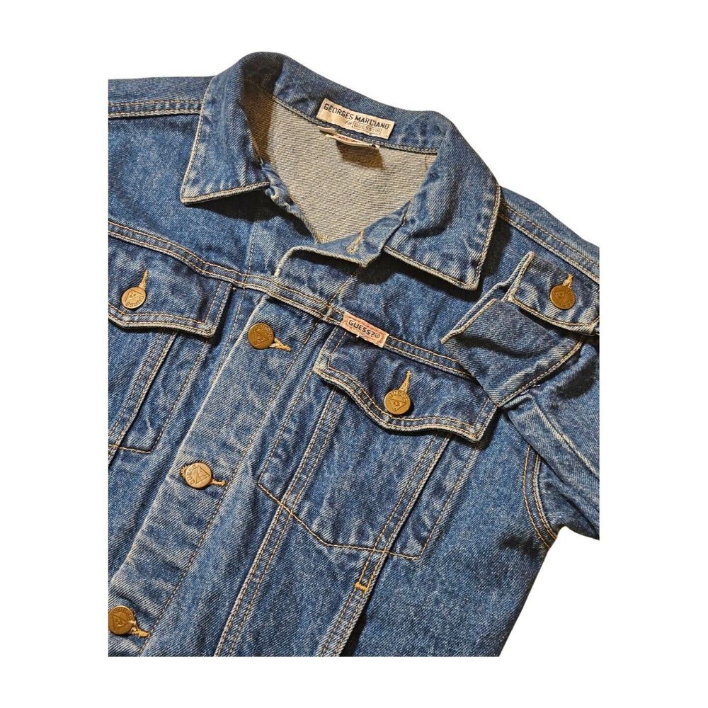 Vintage Guess George Marciano Jean Jacket 80s Blue Denim Trucker USA Womens 7 XS